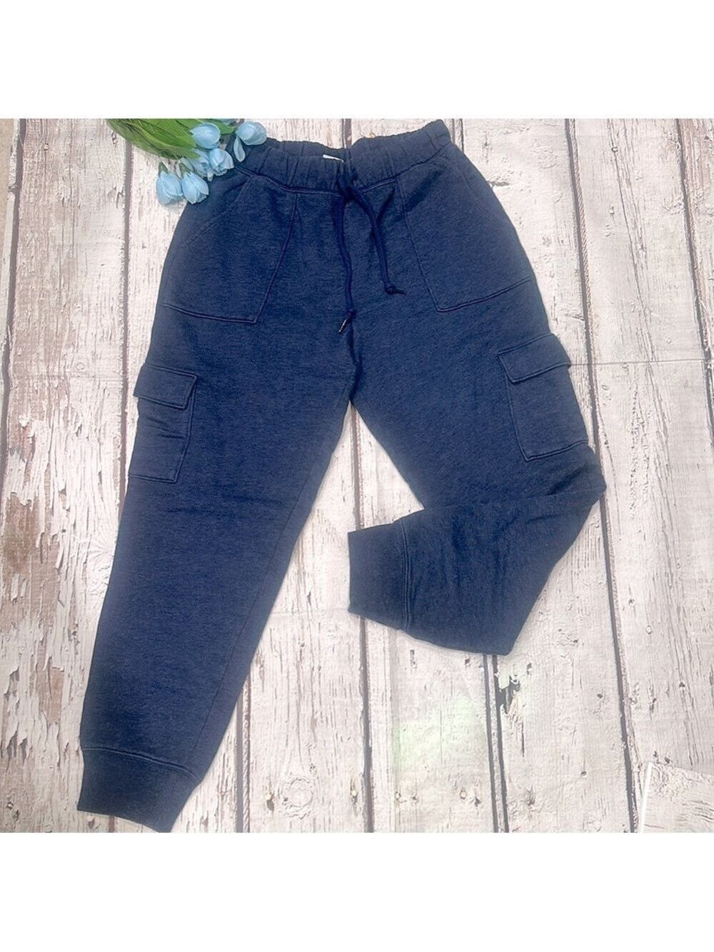 Victoria's Secret Pink Sweatpants Jogger Lounge Logo Cargo Pockets Size Small
